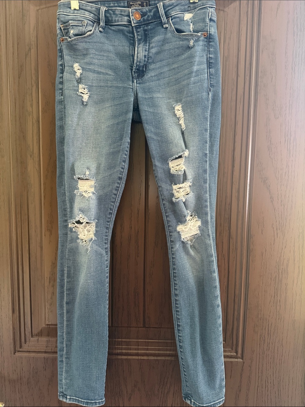 Abercrombie & Fitch Light Blue Distressed Skinny Jeans